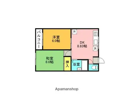 R&Kメゾンコヤマ(2DK/1階)の間取り写真