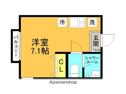 シエスタヴィラ久米川桜アヴェニュー(ワンルーム/3階)の間取り写真