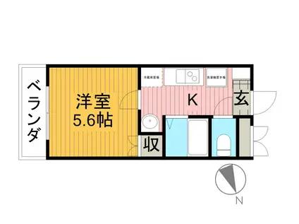 ゼルコバハイツ(1K/1階)の間取り写真