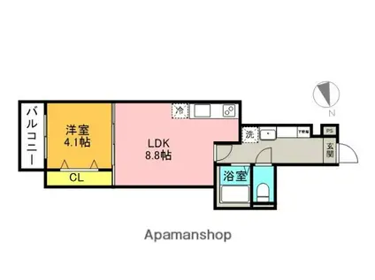 ロンボヌール(1LDK/1階)の間取り写真