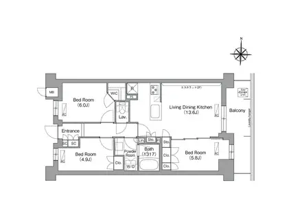コンフォリア・リヴ八坂富士見(3LDK/2階)の間取り写真