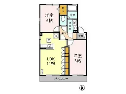 クレストAB(2LDK/1階)の間取り写真