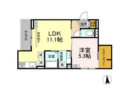 ASSET-COURT花小金井南町(1LDK/1階)の間取り写真