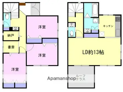 東京都小金井市 2階建 築4年(3SLDK)の間取り写真