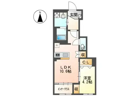 エルアンジェル(1LDK/1階)の間取り写真
