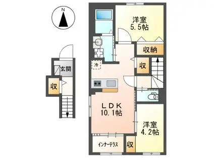 エルアンジェル(2LDK/2階)の間取り写真