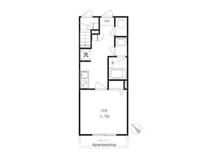 LUCENT・K(1K/1階)の間取り写真