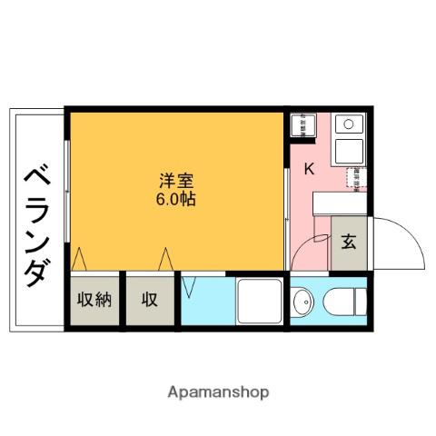 ハイツあさぎりⅡ(1K/2階)の間取り写真