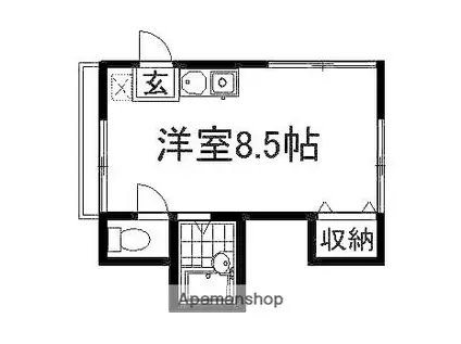 コーポ橋爪(ワンルーム/1階)の間取り写真