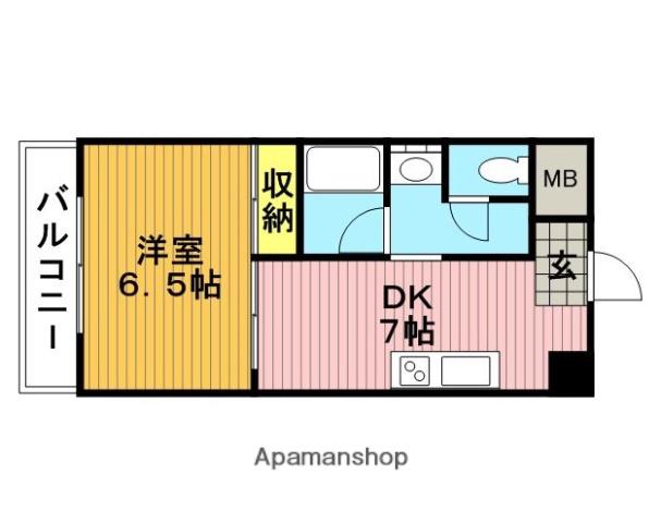 SHINO36BLDG(1DK/7階)の間取り写真