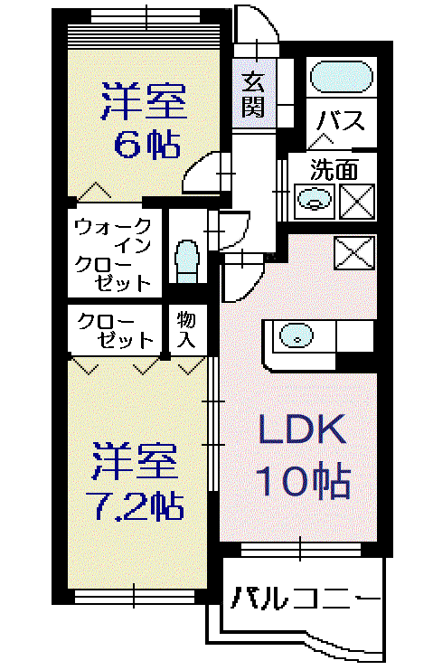 アンソレイエ・K(2LDK/1階)の間取り写真