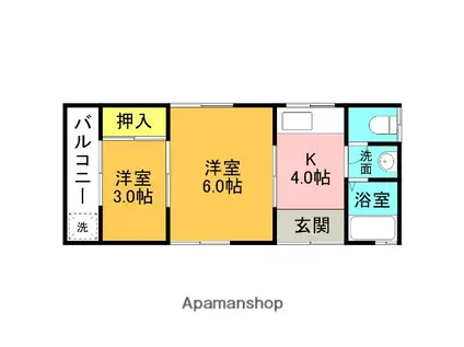 ミネコーポ1(2K/1階)の間取り写真