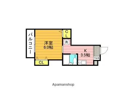 レスパス(1K/3階)の間取り写真