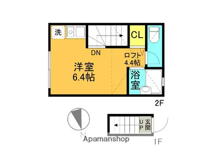 バーミープレイス平井(ワンルーム/2階)の間取り写真