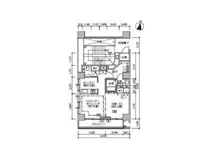 東雲キャナルコートCODAN18号棟(1LDK/3階)の間取り写真
