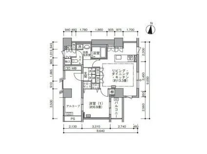 東雲キャナルコートCODAN19号棟(1LDK/8階)の間取り写真