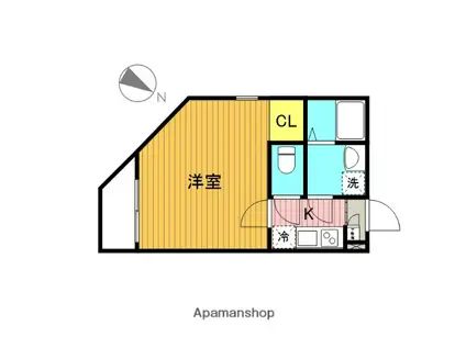 GRADO KAMEARI(1K/2階)の間取り写真