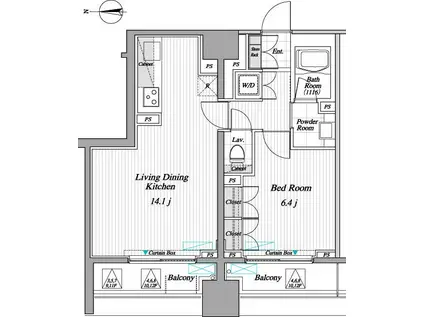 レジディア錦糸町Ⅱ(1LDK/12階)の間取り写真