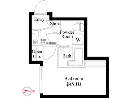 フォルトゥナ北千住(1K/3階)の間取り写真