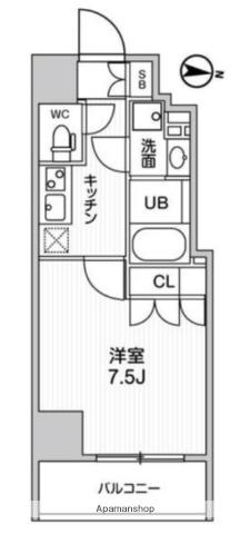ガリシア森下Ⅴ(1K/12階)の間取り写真