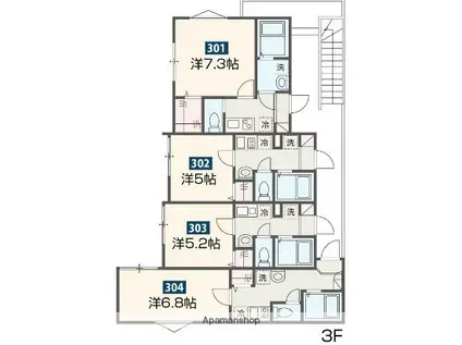 MELDIA北綾瀬Ⅴ(1K/3階)の間取り写真