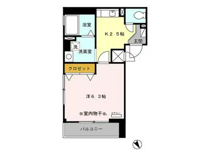 ヌーベル(1K/3階)の間取り写真