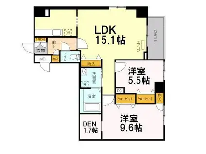 EXCEL KEIWA(2LDK/9階)の間取り写真