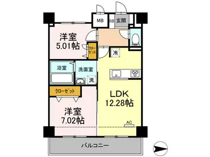 GRANDE CARRO(2LDK/8階)の間取り写真