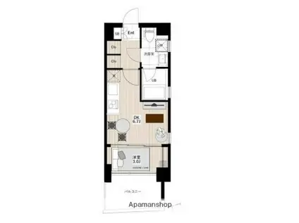 アーバンパーク清澄白河(1DK/2階)の間取り写真