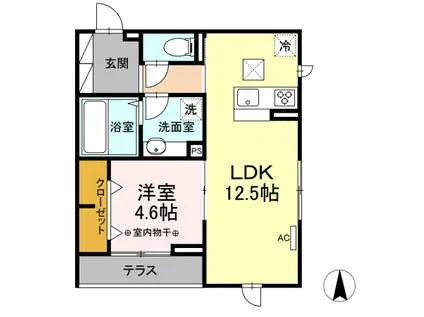 レジデンスワシクラ(1LDK/1階)の間取り写真