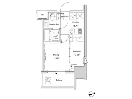 ザ・パークハビオ北千住(1DK/14階)の間取り写真