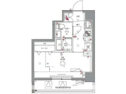 ユリカロゼAZ亀戸Ⅱ(1K/9階)の間取り写真