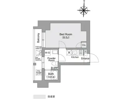 コンフォリア・リヴ森下MUTIO(1K/4階)の間取り写真