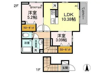 エスケーハイツ(2LDK/2階)の間取り写真