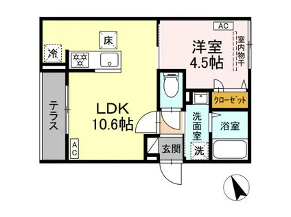 セレスティア皿沼(1LDK/1階)の間取り写真
