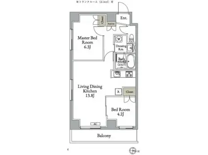メトロステージ亀有(2LDK/4階)の間取り写真