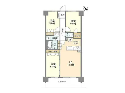 ARK CITY船堀(3LDK/3階)の間取り写真