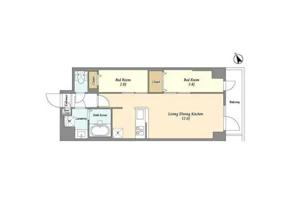 アルファコート曳舟2(2LDK/3階)の間取り写真