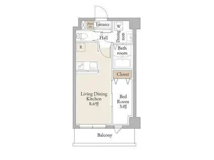 アルファコートお花茶屋2(1LDK/2階)の間取り写真