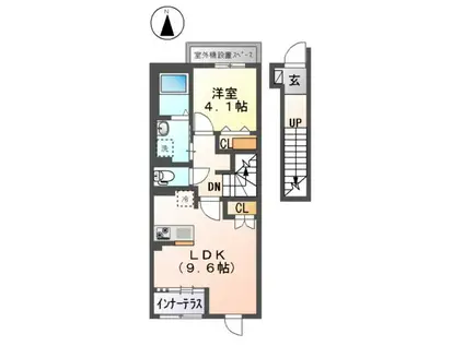 ラフィーネポルテ(1LDK/2階)の間取り写真