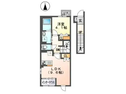 ラフィーネポルテ(1LDK/2階)の間取り写真