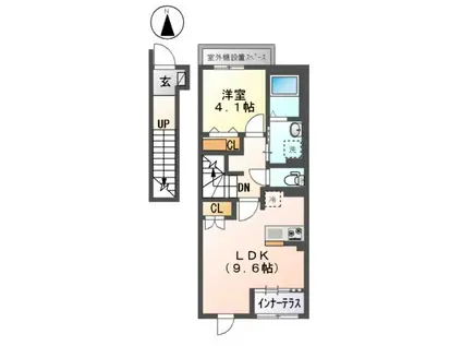 ラフィーネポルテ(1LDK/2階)の間取り写真