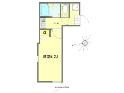 ALBA亀有(1K/1階)の間取り写真