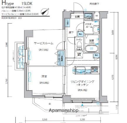 アルコバレーノ亀戸Ⅱ(1SLDK/6階)の間取り写真