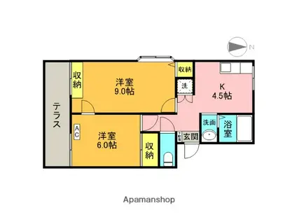 スコットハイツⅠ(2DK/1階)の間取り写真