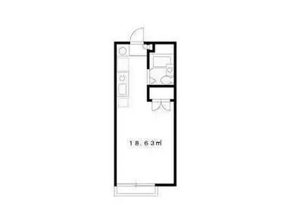 ハビタス調布(ワンルーム/1階)の間取り写真