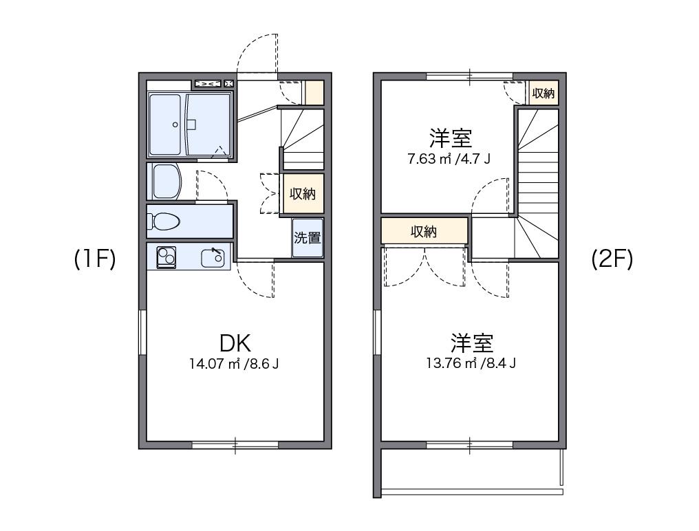 レオパレス白樺Ⅰ(2DK/1階)の間取り写真