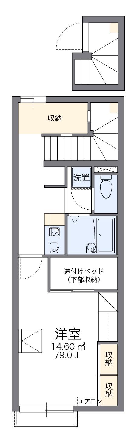 レオパレスプラシード竹丘Ⅱ(1K/2階)の間取り写真