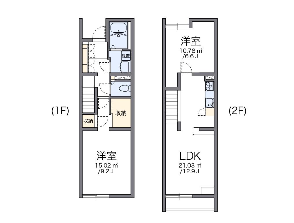 レオパレスコヅチⅡ(2LDK/1階)の間取り写真