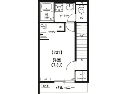 リブリ・ALPS(ワンルーム/2階)の間取り写真